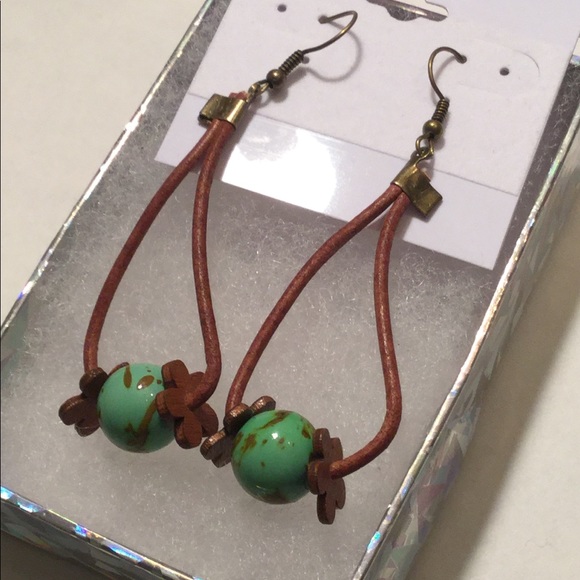 MariMeg Curio Closet Jewelry - Leather Earrings with Brass Hardware